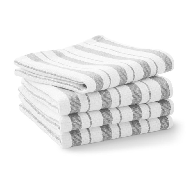 Williams Sonoma Classic Stripe Dishcloths, Set of 4, Drizzle Grey