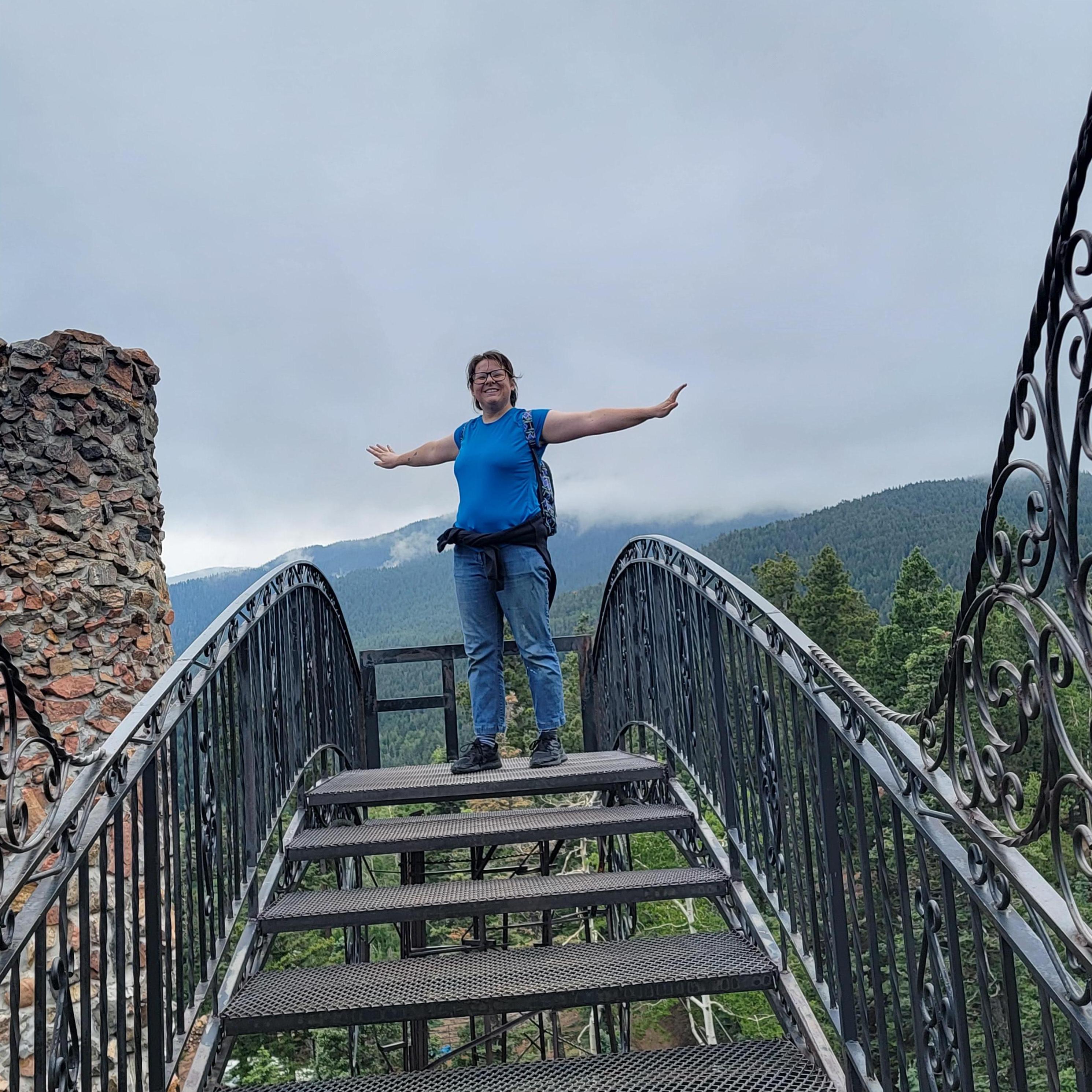 Megan on the bridge to nowhere