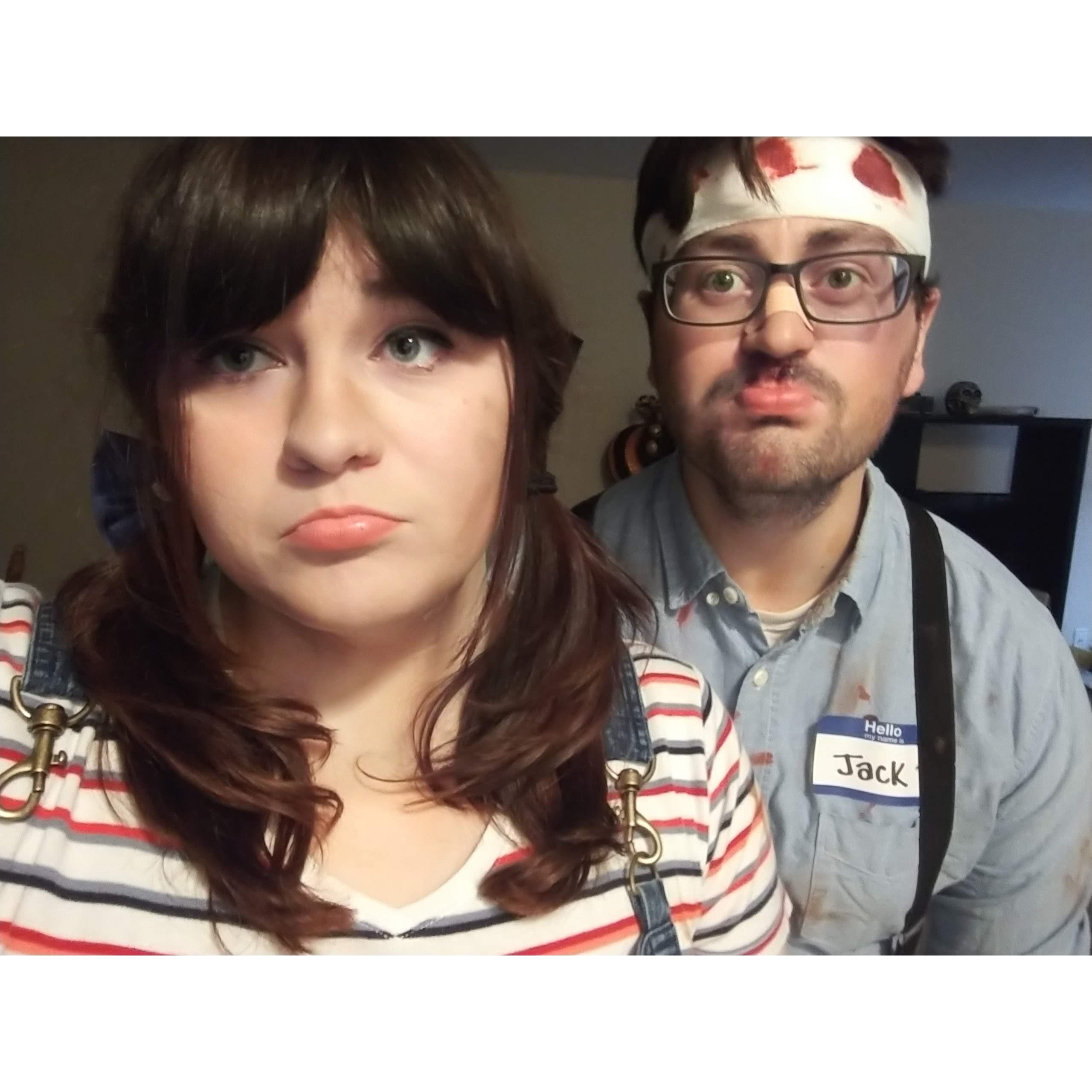 Our favorite Halloween costume we've done was Jack and Jill in 2019 - it even won best couple's costume at the party!