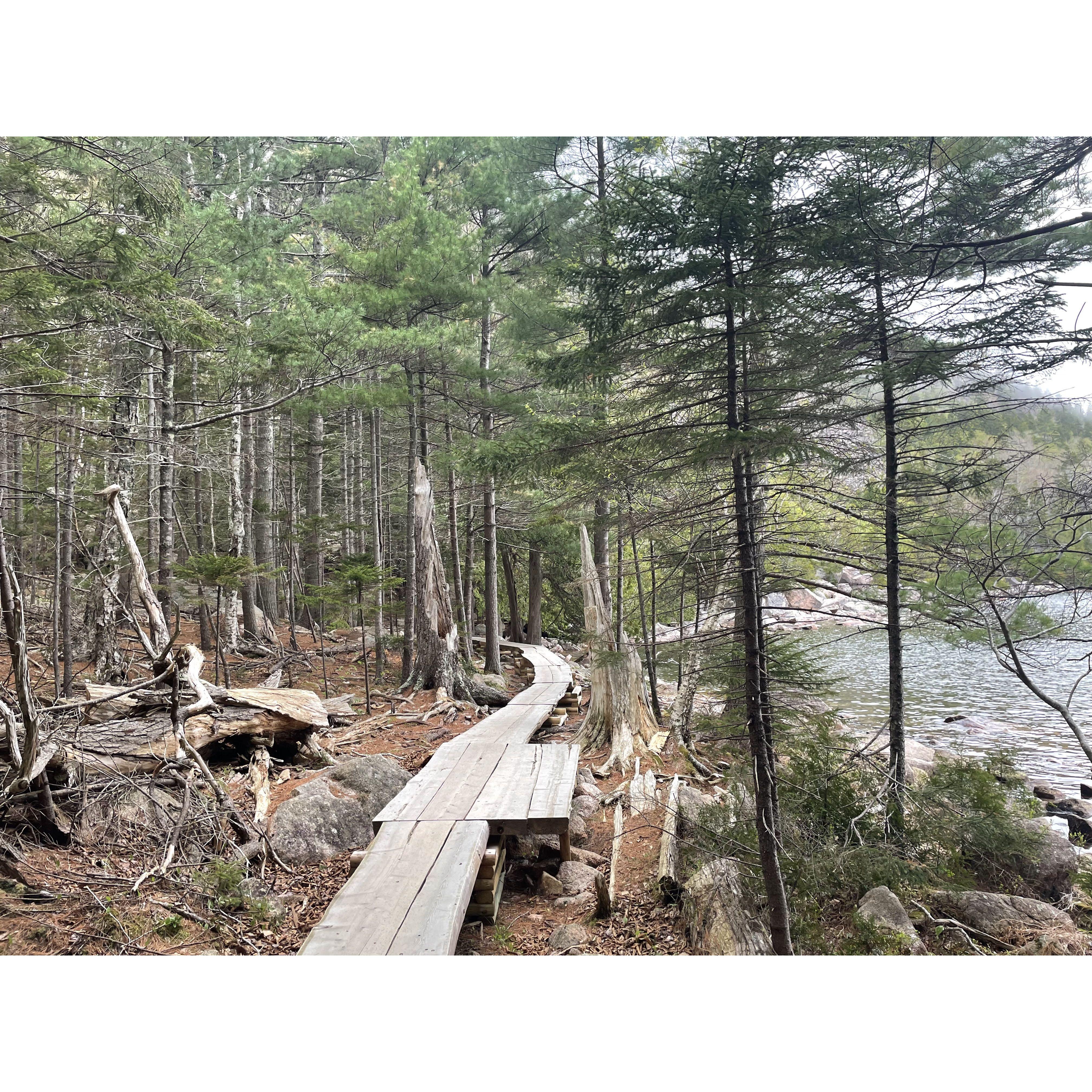 The boardwalk on Jordan Pond path