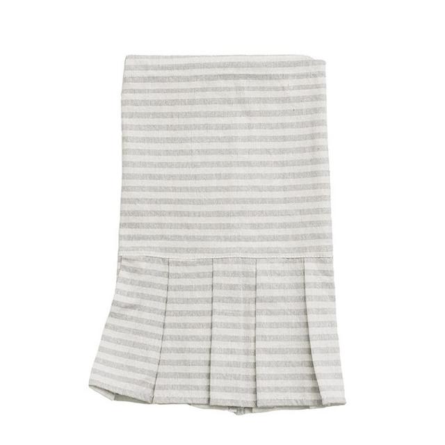 Sweet Water Decor Striped Tea Towel with Ruffle | Large Size 28 x 18 inches | Cream with Grey Decorative Stripes | Bathroom, Kitchen, Dish, or Baby Towel (Grey)
