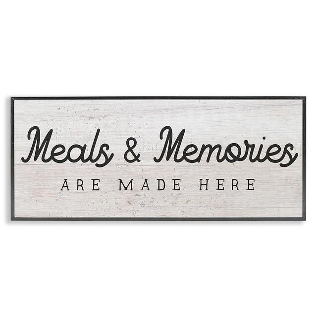Stupell Industries Meals & Memories Made Here Rustic Kitchen Sign Black Framed Wall Art, 24 x 10, Off- White
