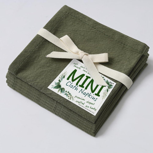 Urby Eco Hanky 10x10in Reusable Linen/Cotton Napkins. Small Cloth Napkins. Eco Friendly. Ideal Use As Kids Napkins for Lunch. Dinners. Occasions Like Weddings,Birthday,Cocktail Parties. (LGN,6pk)