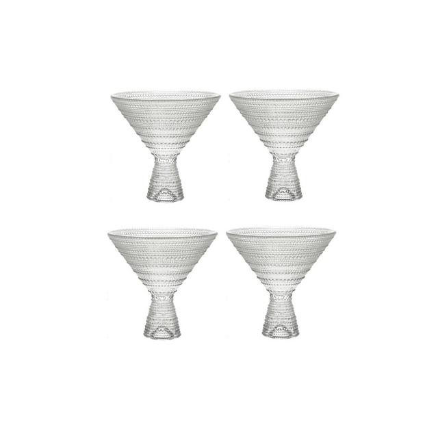 Clear Hobnail Martini Glasses - Embossed Martini Glasses 4 Piece Set - 9oz