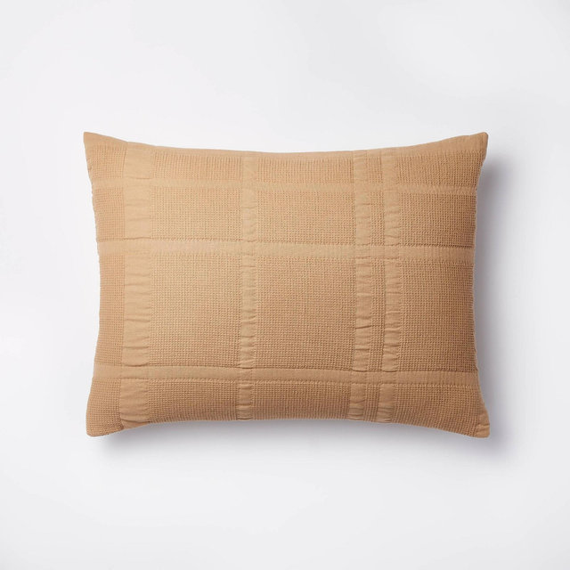 Standard Waffle Matelasse Quilt Sham Camel - Threshold™ designed with Studio McGee