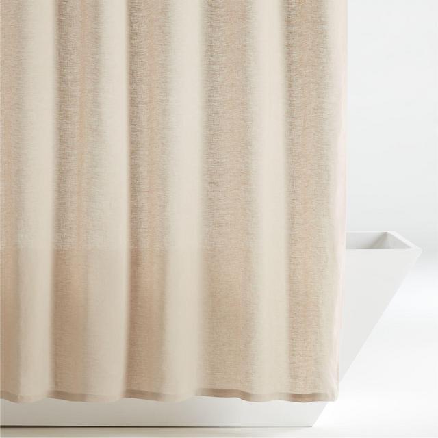 Warm Oat Grey Linen Shower Curtain