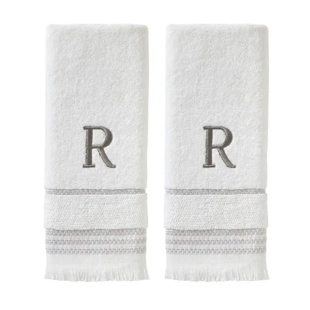 SKL Home By Saturday Knight Ltd Casual Monogram Hand Towel Set R - 2-Count - 16X26", White