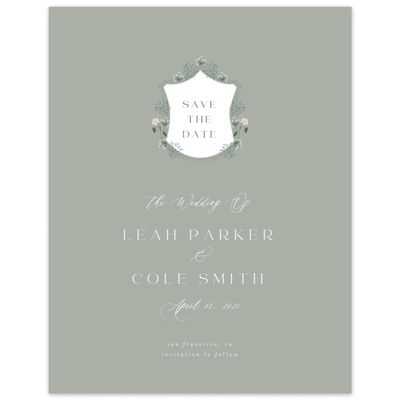 Pale Sage, Green Wedding Digital Save the Date - Valentina Portrait
