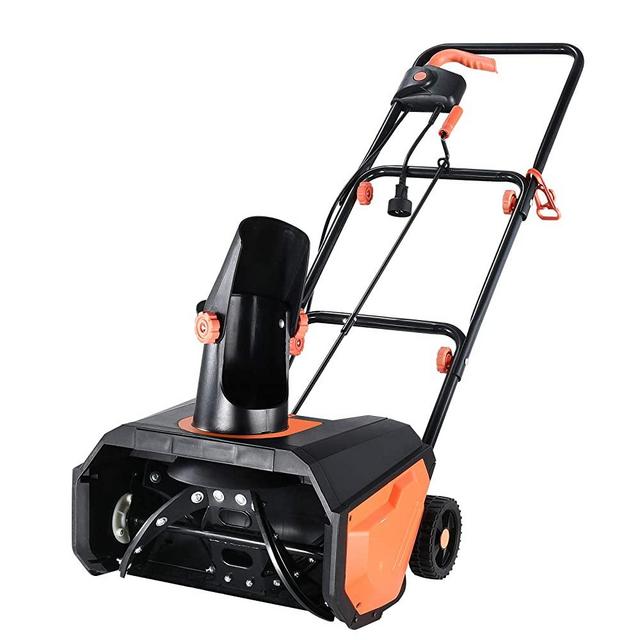 Hattomen Snow Thrower, 18 Inch Electric Snow Blower, 13 Amp, Steel Auger, 180° Rotatable Chute, Overload Protection