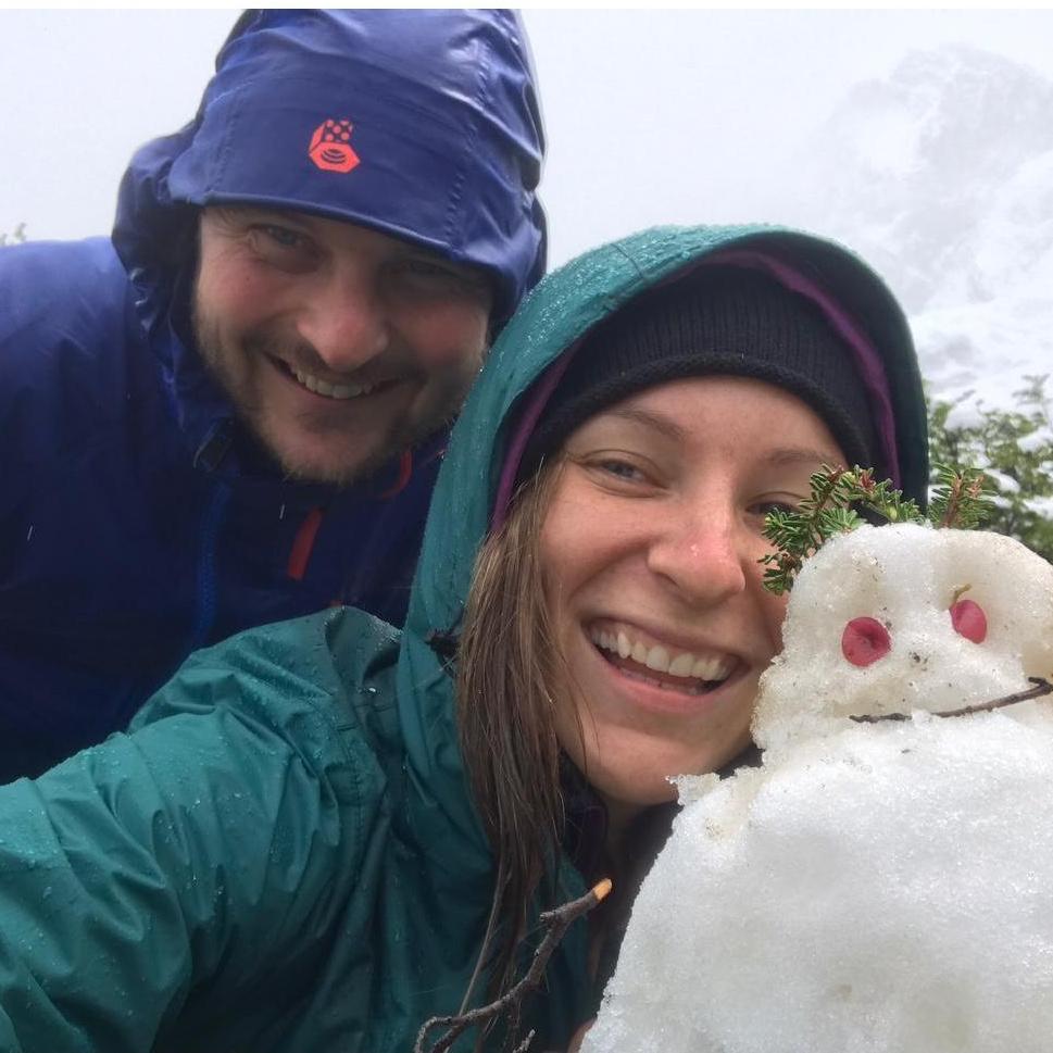 Got caught in an epic rain + snow storm on our five-day trek in Patagonia. Makin' a friend :)