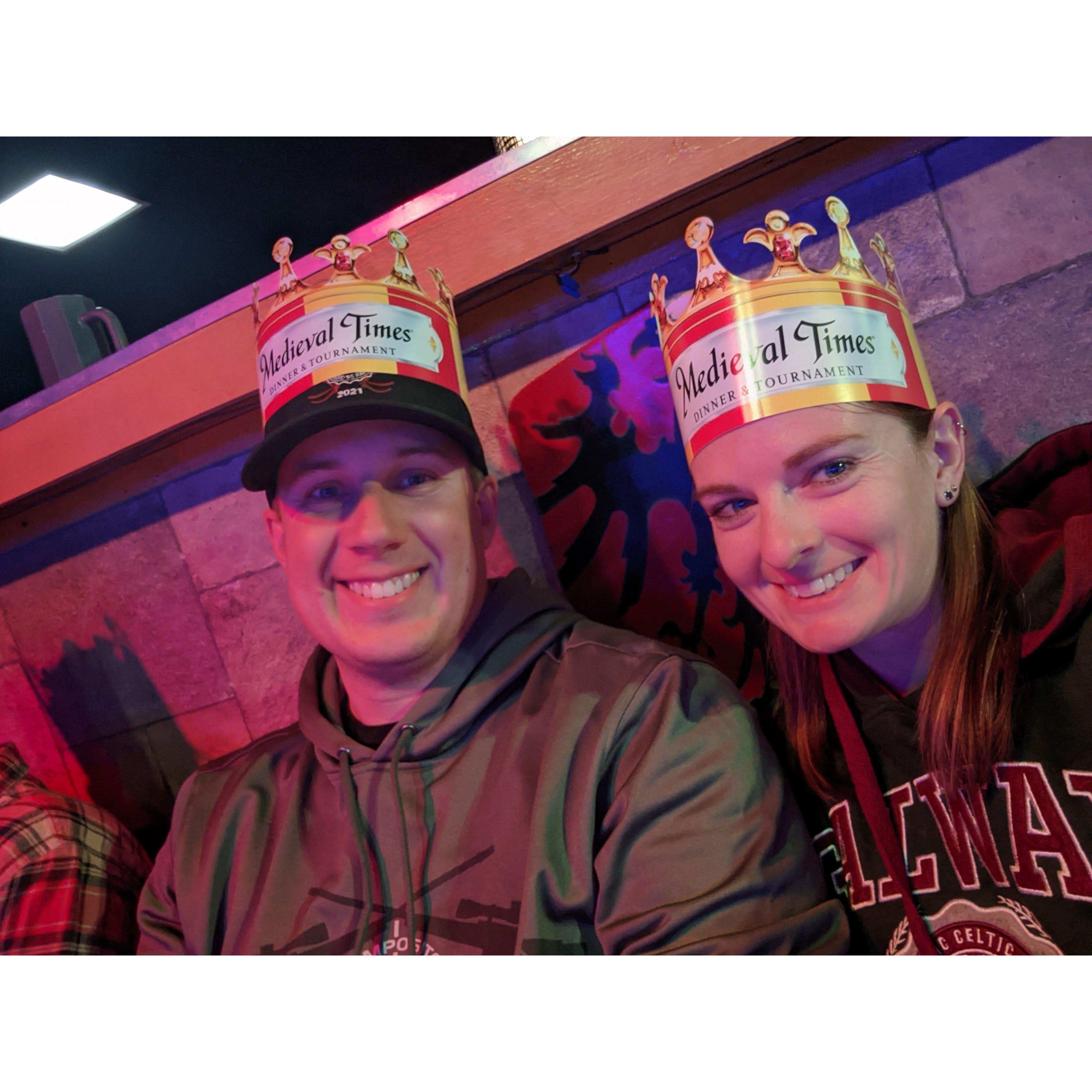 I love that he joins me on outings with my coworkers, and he's willing to wear a paper crown for a picture with me!