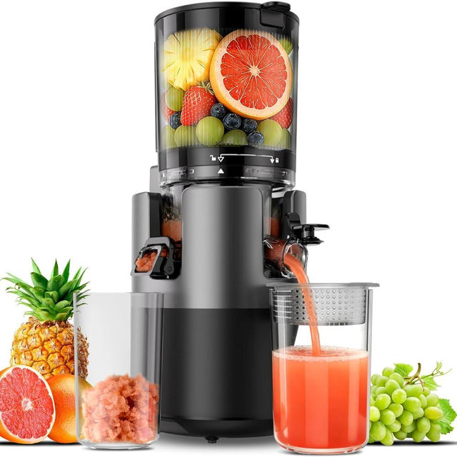 Staweiger Juicer Machines, Cold Press Juicer with 6" Extra Wide Chute, 90oz Capacity, Powerful AC Brushless Motor, High Juice Yield, Quiet Low db, BPA-Free Juicer Press For Whole Vegetables & Fruits