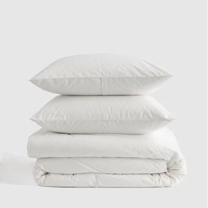 Organic Brushed Cotton Duvet Cover Set in White King/Cal King