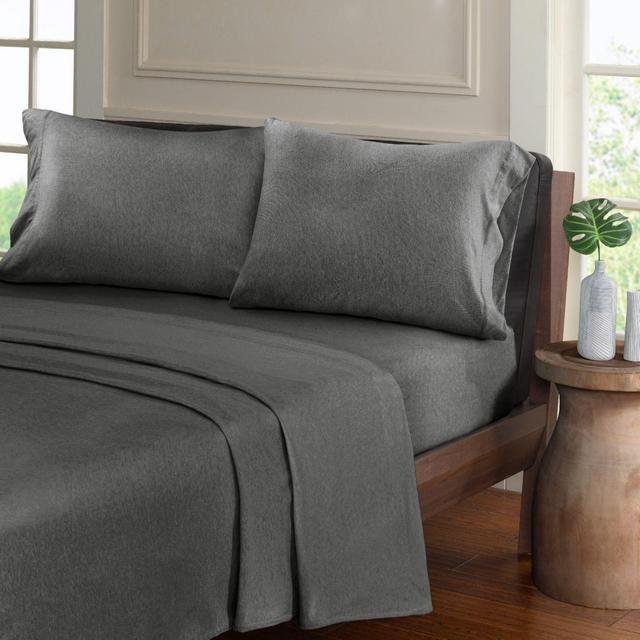 Urban Habitat Heathered Jersey Queen Sheet Set in Charcoal
