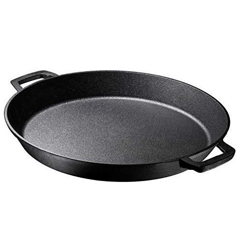 Pre Seasoned Cast Iron 16 inch Skillet Dual Handles Durable Frying Pan Deep Pizza Pan Large Loop Handles, Camping Skillet, Pizza Pan, Fry Pan