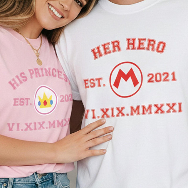 Super Mario Couples Shirts, Personalized Matching Couples T-shirts for Anniversary, Super Mario Universal Custom His and Hers Tees