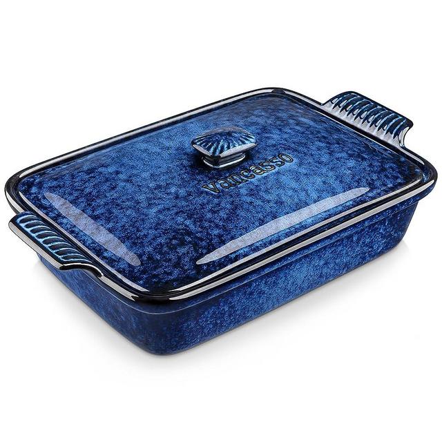 vancasso Starry Casserole Dish, 3.8 Quart Baking Dish for Oven, large lasagna pan with lid nonstick, 9x13 inch Stoneware casserole dish with lid, Microwave, Oven, Dishwasher Safe, Blue