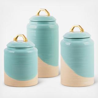 Two-Tone Ceramic Canister, Set of 3
