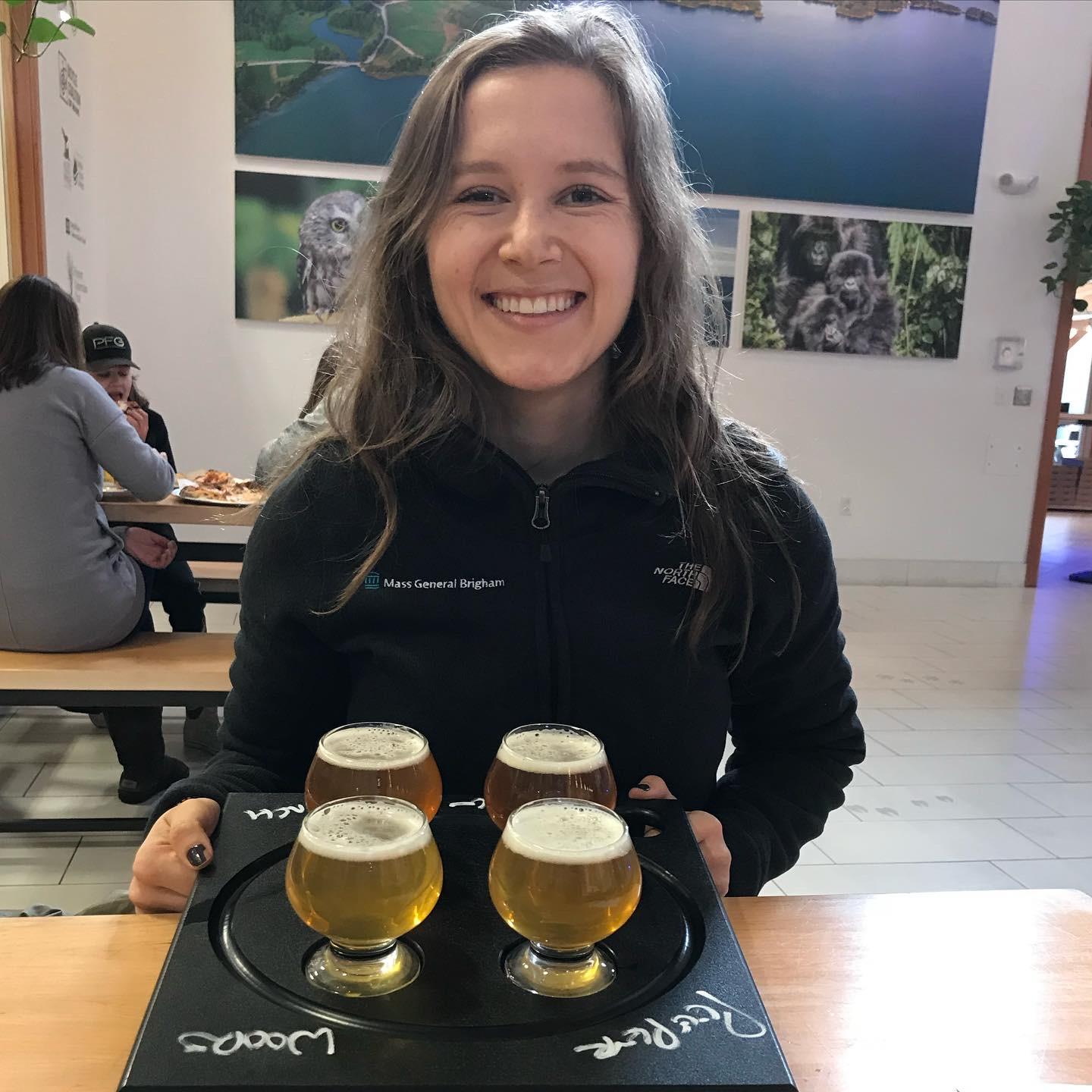 Enjoying beers at Maine brewing company