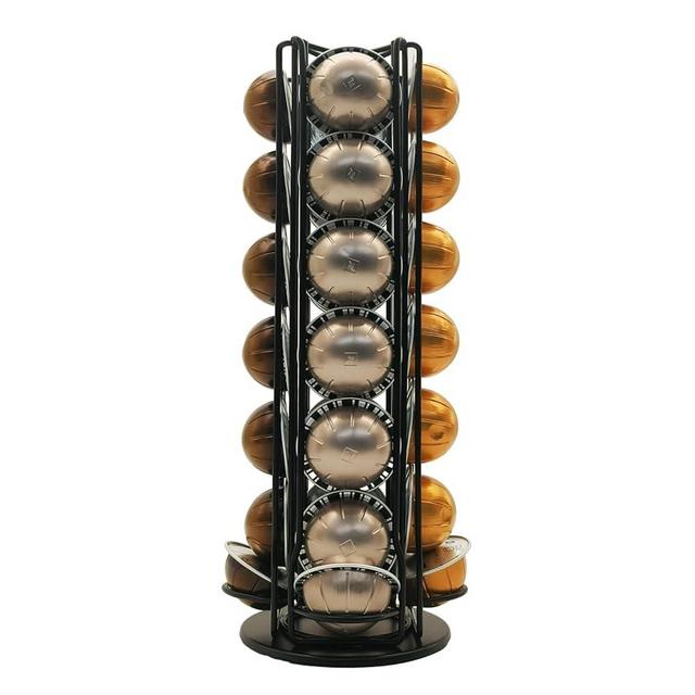 Miuly Coffee Capsule Holder For Nespresso Vertuoline , Coffee Capsule Stands Rotating Pod Rack holds 28 Nespresso Vertuo Pods, Black