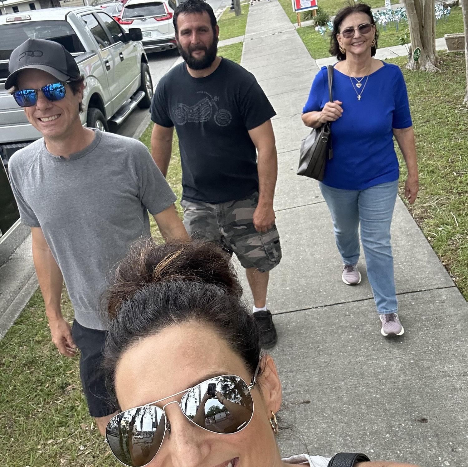 Taking Joey & Mom for a walk in Downtown Fort White.