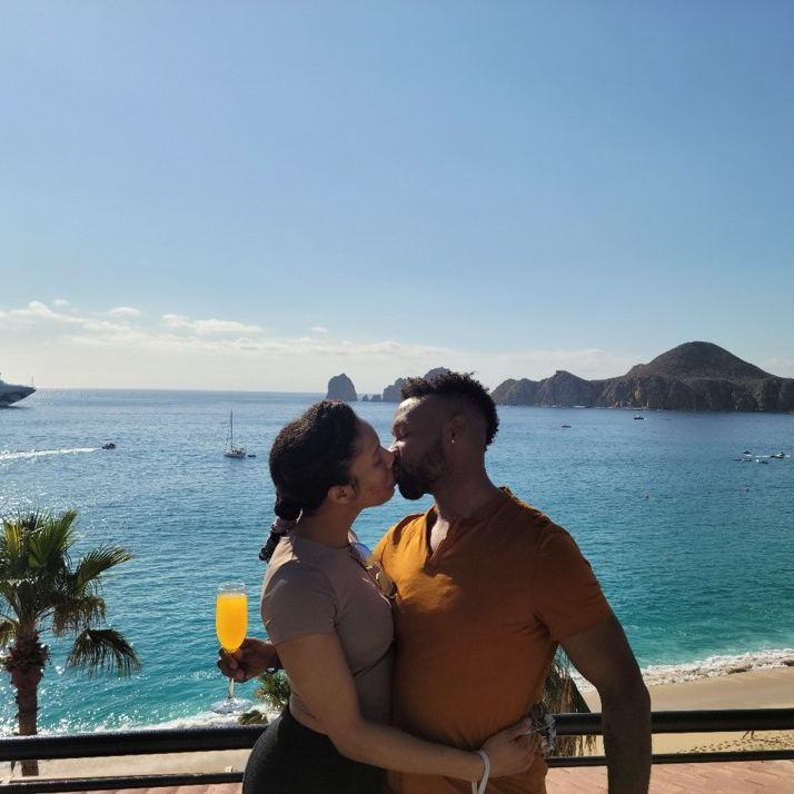 Sharing a kiss in Los Cabos Mexico. 