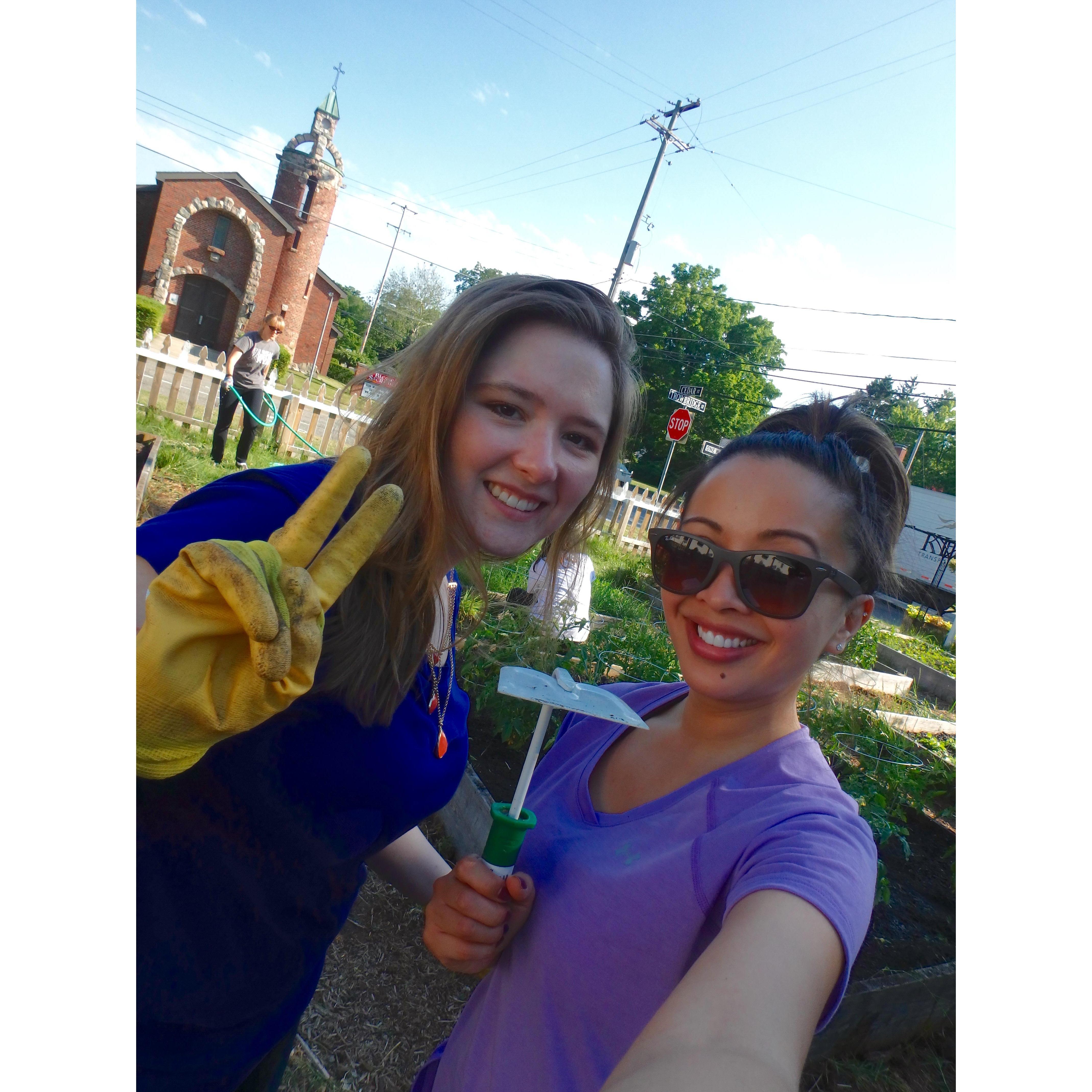 Volunteering to work on the community garden in Allegan, Michigan, with my co-workers.