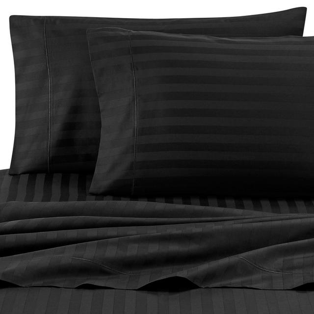 Wamsutta® Damask Stripe 500-Thread-Count PimaCott® King Pillowcases in Black (Set of 2)