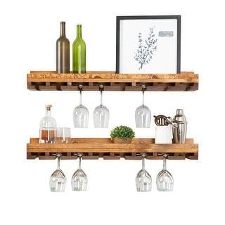 Del Hutson Designs Rustic Luxe Stemware Shelf Set, 36" - Dark Walnut