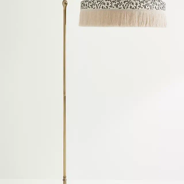 Sinclair Tassel-Fringed Linen Floor Lamp
