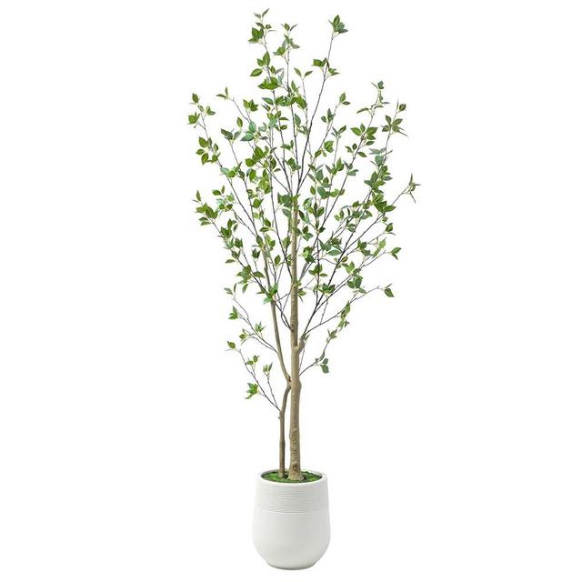 Bellacat 6ft Minimalist Artificial Citrus Tree with Large Exquisite Planter, 72in Faux Citrus Tree with Realistic Leaves, Faux Tree Indoor Outdoor for Home Office Living Room Bedroom Porch Decor.