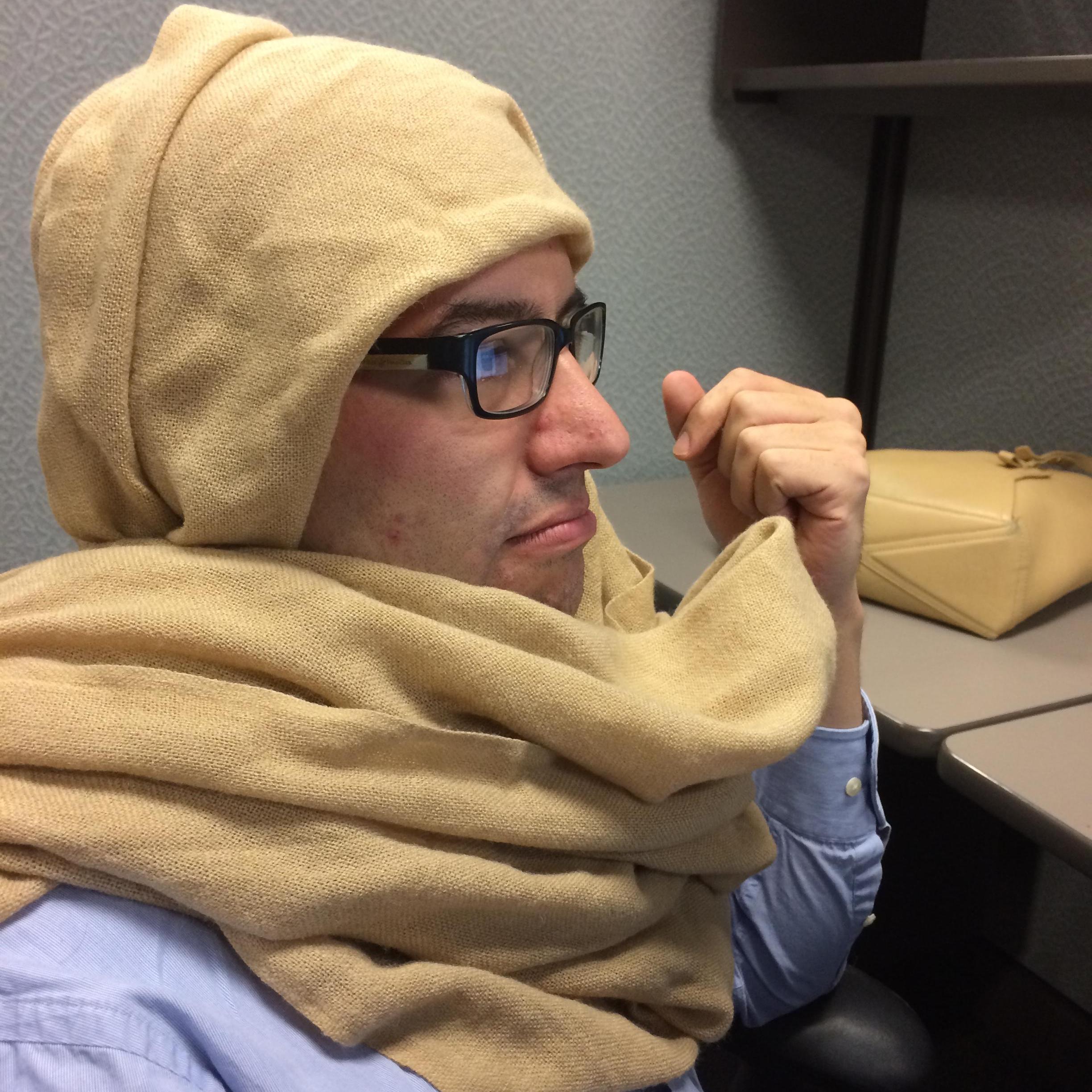 Diego disguised as Tone in the work cube.