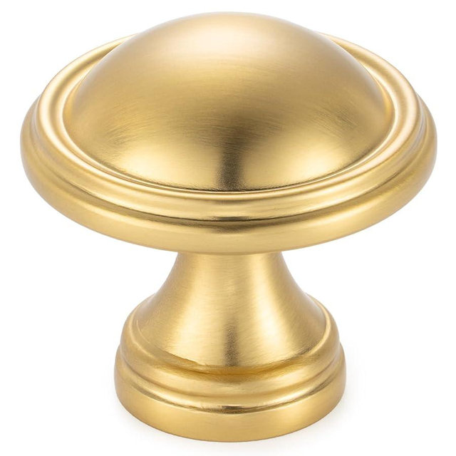 KOOFIZO 10 Pack Dia.1-1/4 Inch Brushed Gold Kitchen Cabinet Knobs Gold Cabinet Knobs Gold Cabinet Hardware K30 for Cabinets Drawer Dresser Cupboard Bedroom Bathroom