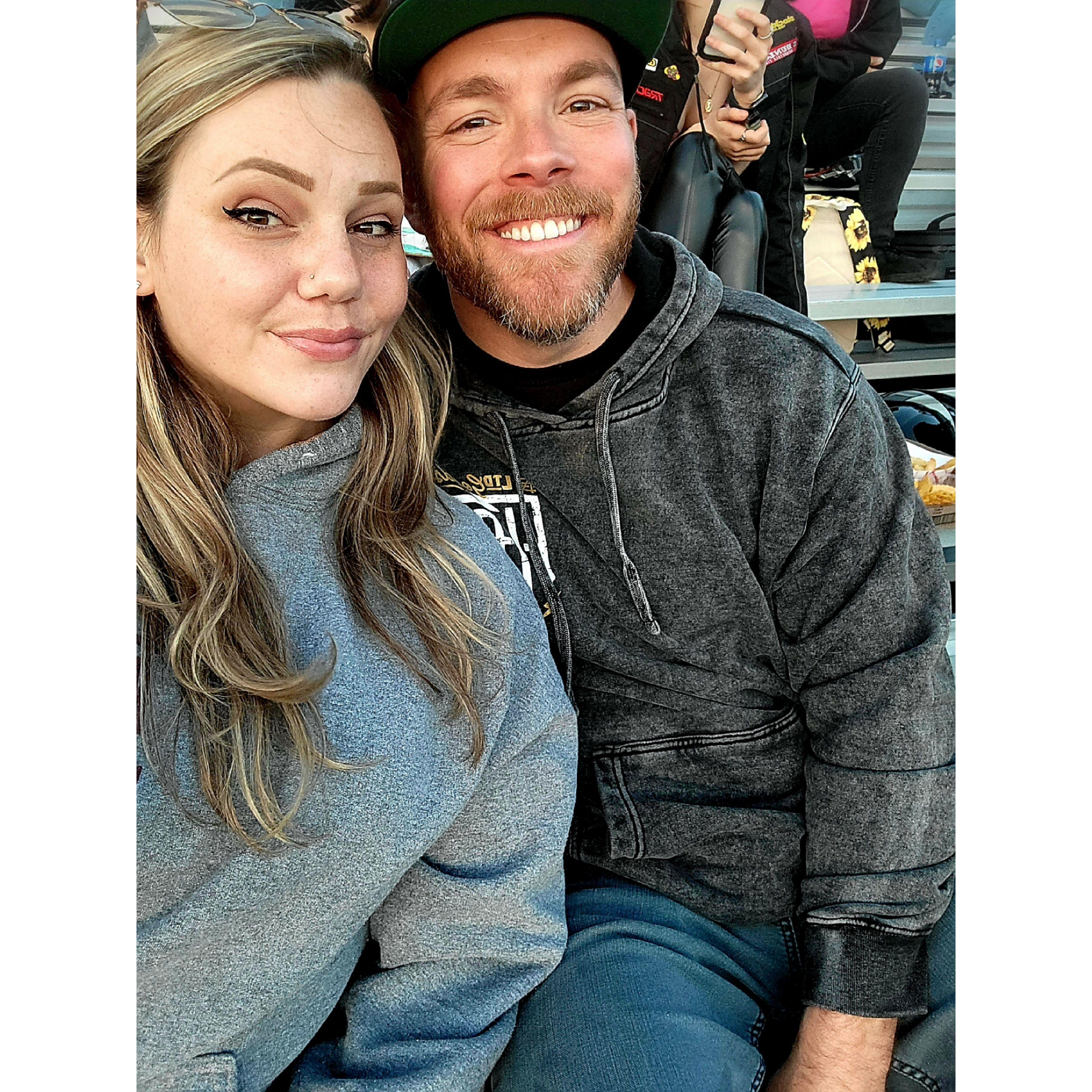 Early dating days. Selfie at the Langley Speedway.