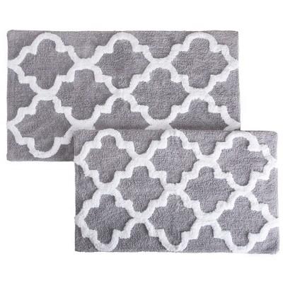 Trellis Bath Mat Set 2pc Gray - Yorkshire Home