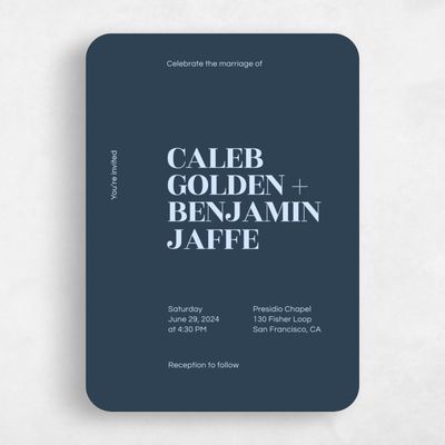 Blue Rounded Wedding Invitation - Melvine Portrait