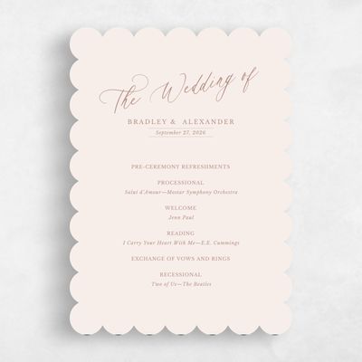 Beige Scalloped Wedding Program - Andros