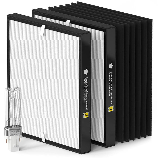 FLT5900 Replacement J Filter & LB4000 Bulb 2-Pack for AC5900WCA/AC5900WDLX Air Puri-fiers | True HEPA H13 + Activated Carbon Combo