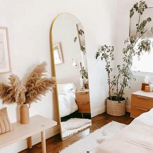 FVANF Arched Full Length Mirror, Floor Mirror Full Length, Large Floor Mirror with Stand, Baby Floor Mirror, Arch Floor Mirror, Standing Mirror Full Length, Wall Mirror for Bedroom, 65"x22"(Gold)