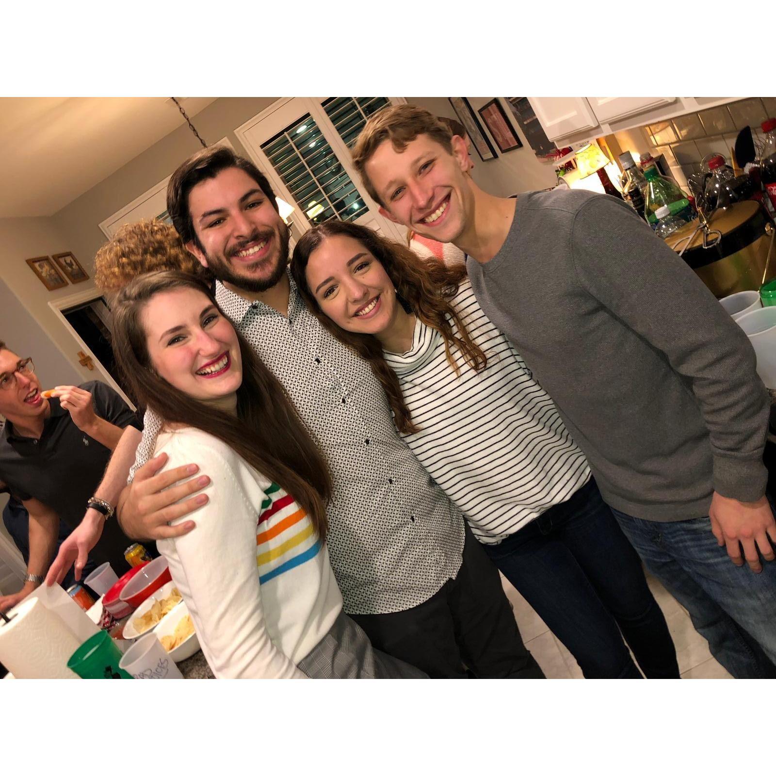 Bridesmaid Alice and her husband Conrad at our going away party, February 2019