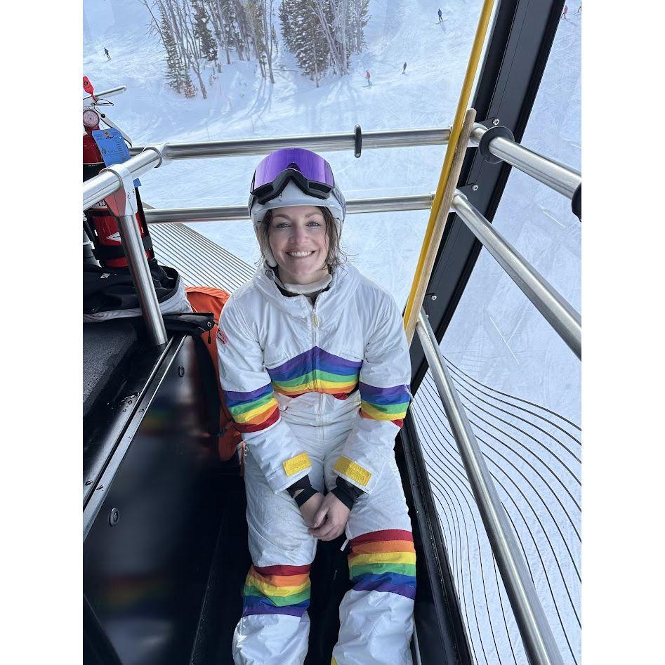 Colleen was a big fan of the tram but never a fan of standing unnecessarily in ski boots