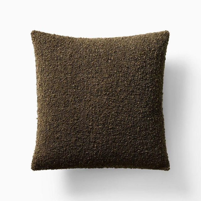 Cozy Boucle Pillow Cover, 24x24, Dark Olive