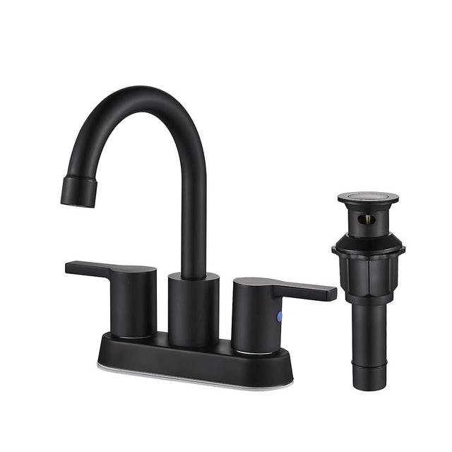 FORIOUS 8.5inch Black and Brushed Nickel Bathroom Sink Faucet, 4 Inch Centerset Bathroom Faucet Brushed Nickel 2 Handle, Mix Color Faucet for Bathroom with Metal Drain Assembly and CUPC Supply Line