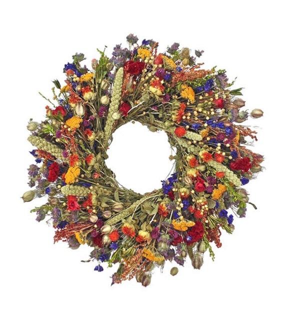 VanCortlandt Farms Natural Dried Handmade Colorful Nature's Palette Dried Flower Wreath