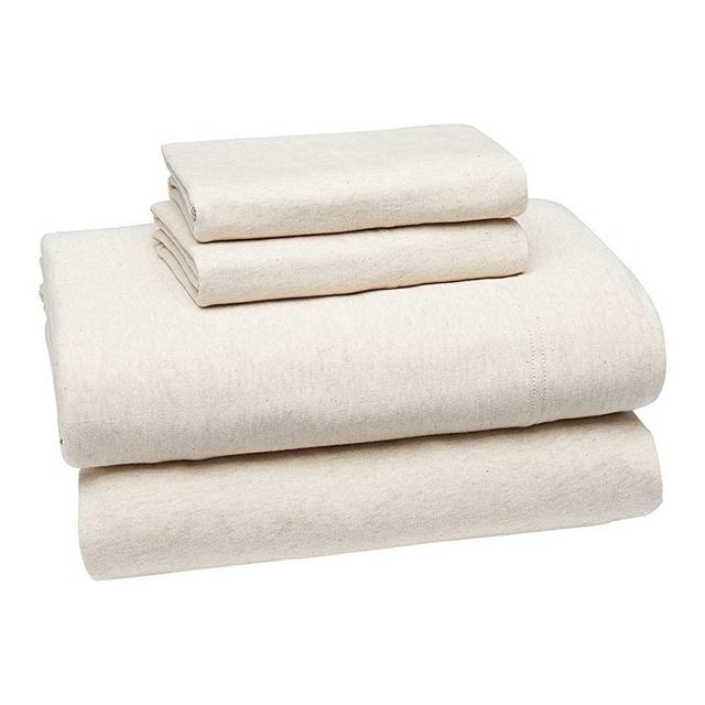 Amazon Basics Cotton Jersey Blend Bed Sheet Set - Queen, Oatmeal Heather