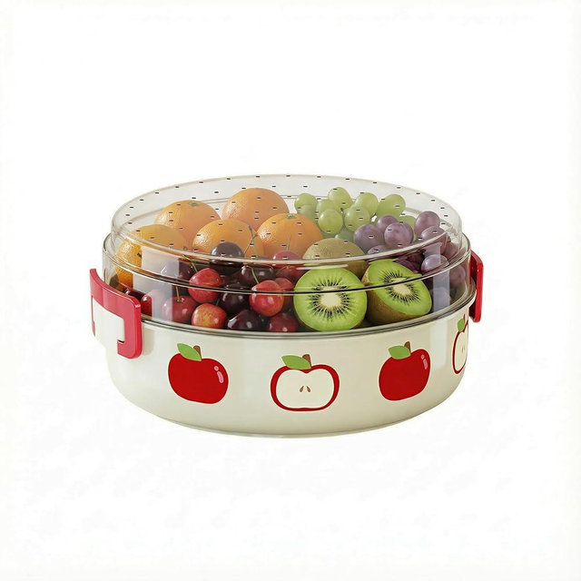 YDDistinct Retro Polka Dot Fruit Bowl with Lid - 2-in-1 Colander & Serving Bowl Set | 9.3" Kitchen Strainer for Washing Vegetables, Berries, Salad | Shatterproof Plastic, Premium Organizer