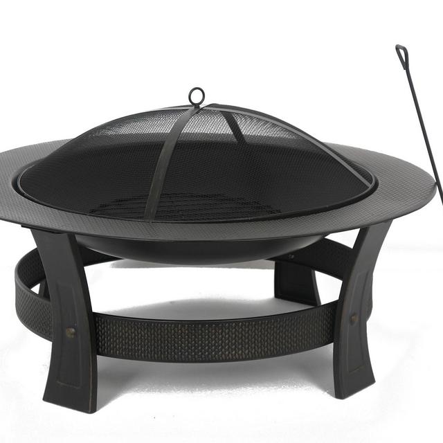 Style Selections 35-in W Black/High Temperature Powder Coated Steel Wood-Burning Fire Pit