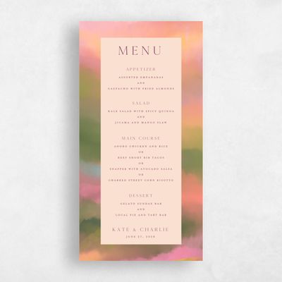 Blush, Pink Wedding Menu - Highland
