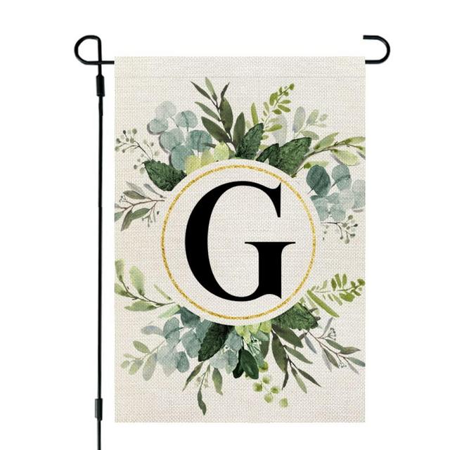 Crowned Beauty Monogram Letter G Garden Flag Floral 12x18 Inch Double Sided for Outside Small Burlap Family Last Name Initial Yard Flag CF769-12