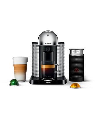 NespressoVertuo Coffee and Espresso Maker by Breville, Chrome with Aeroccino Milk Frother